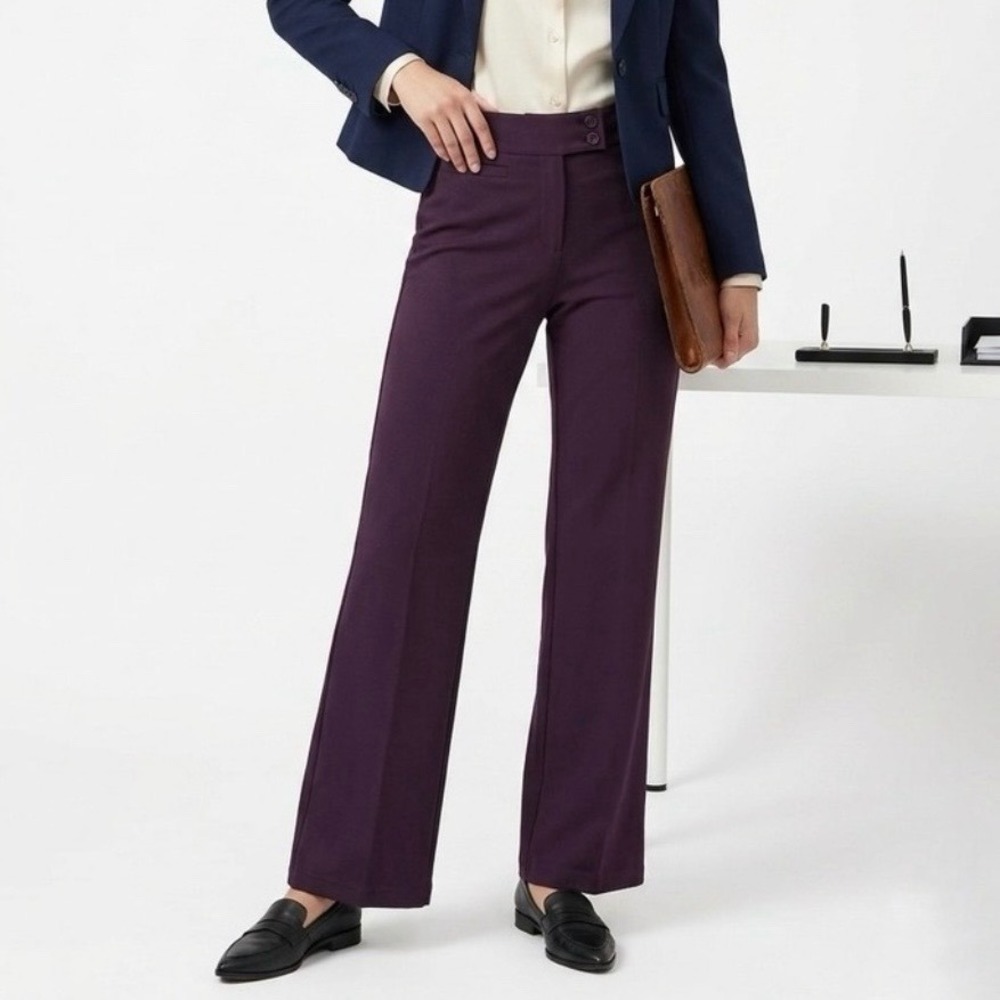 Eileen Fisher Womens‎ Plum Purple Italian Fabric Straight Leg Pants Size Small P